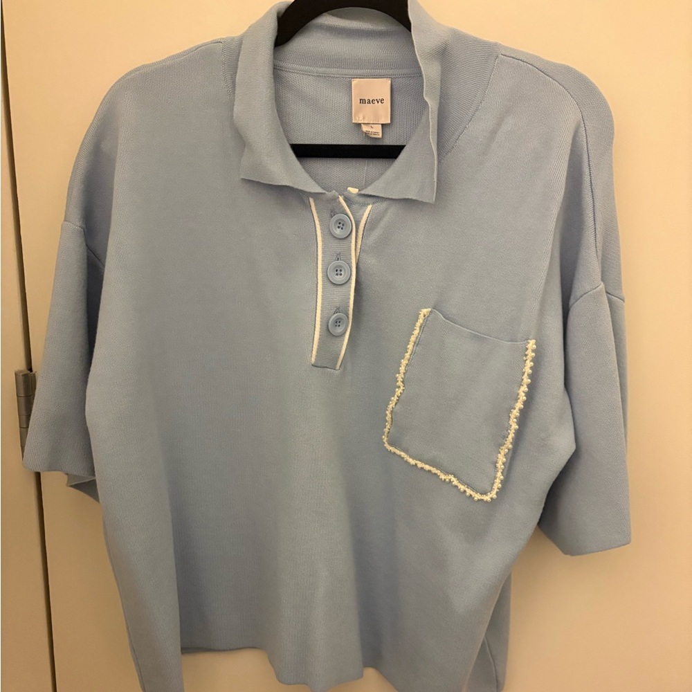Anthropologie (Maeve) The Eliott Embellished-Pocket Polo Shirt